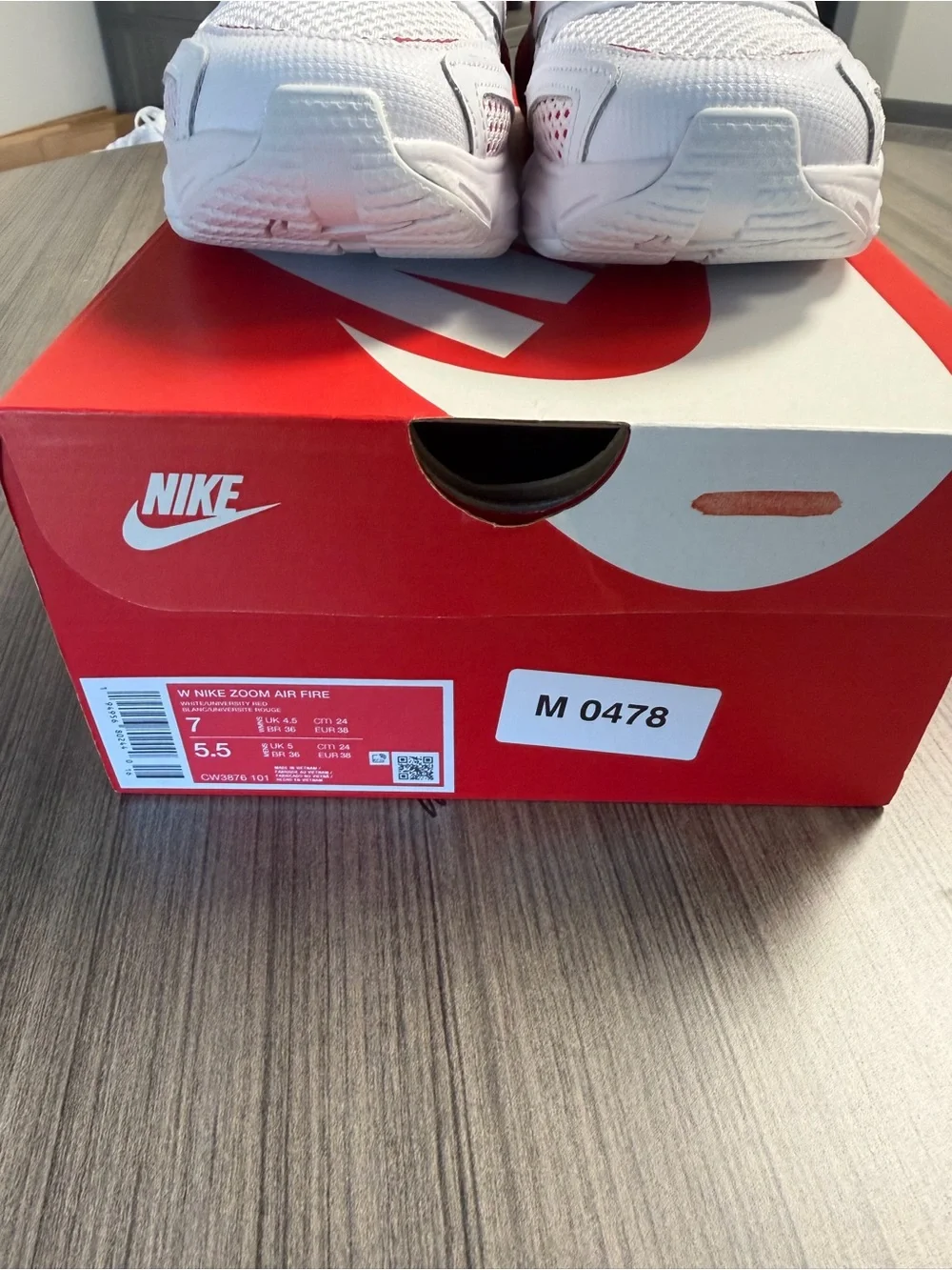 Nike Kids White and Red Mesh Sneaker